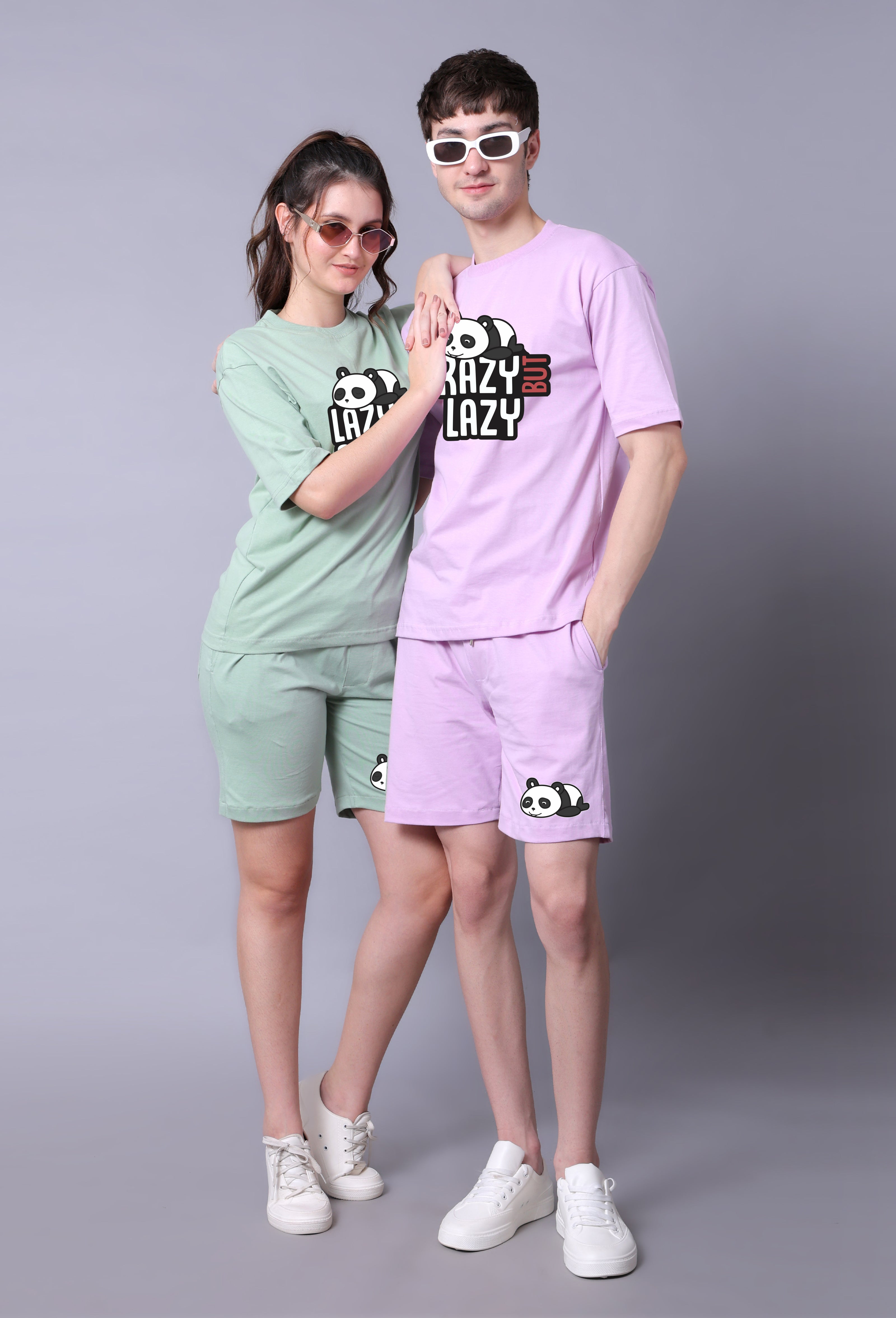 Lazy But Crazy Panda Couple Co-Ord Sets (Pack of 2)
