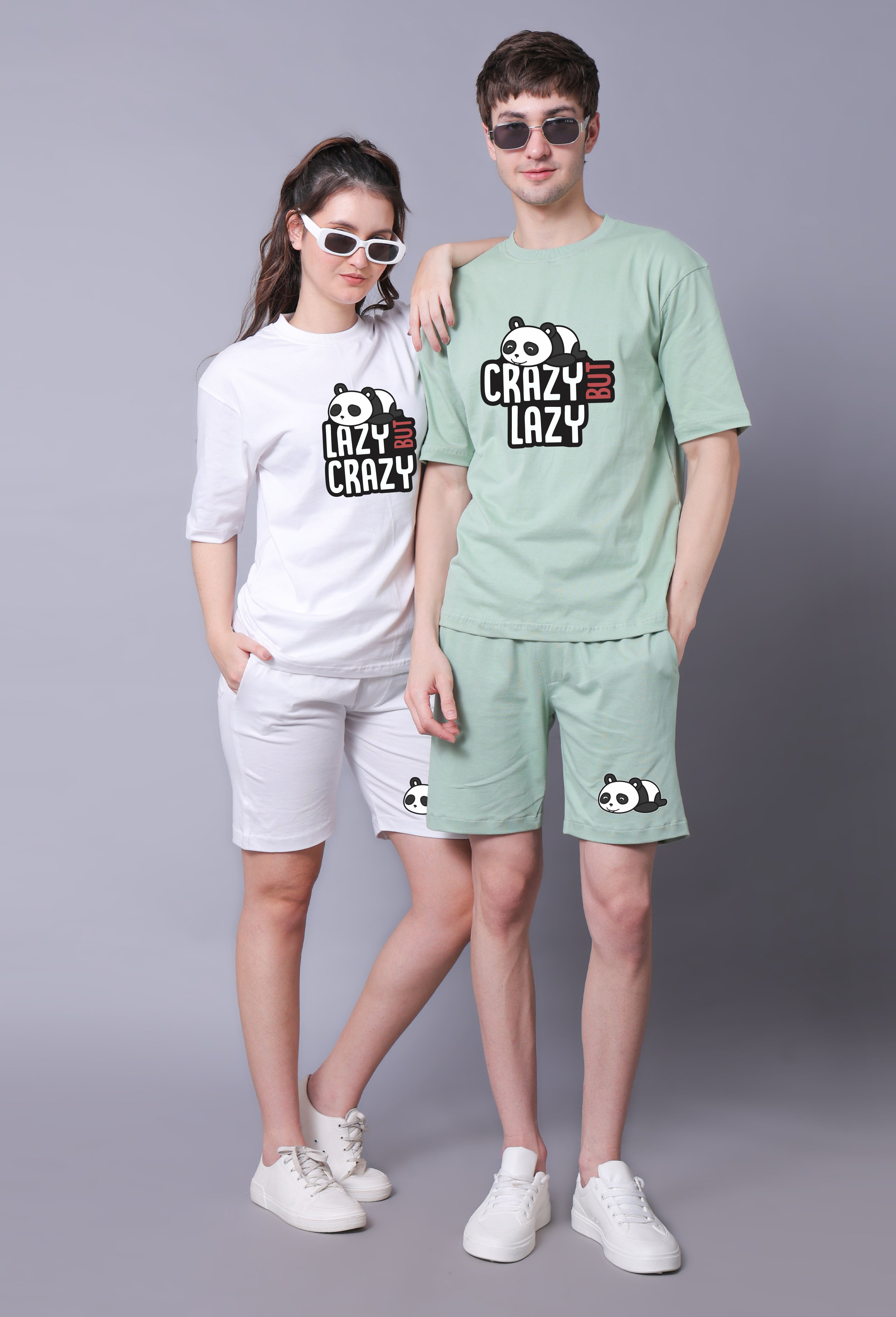 Lazy But Crazy Panda Couple Co-Ord Sets (Pack of 2)