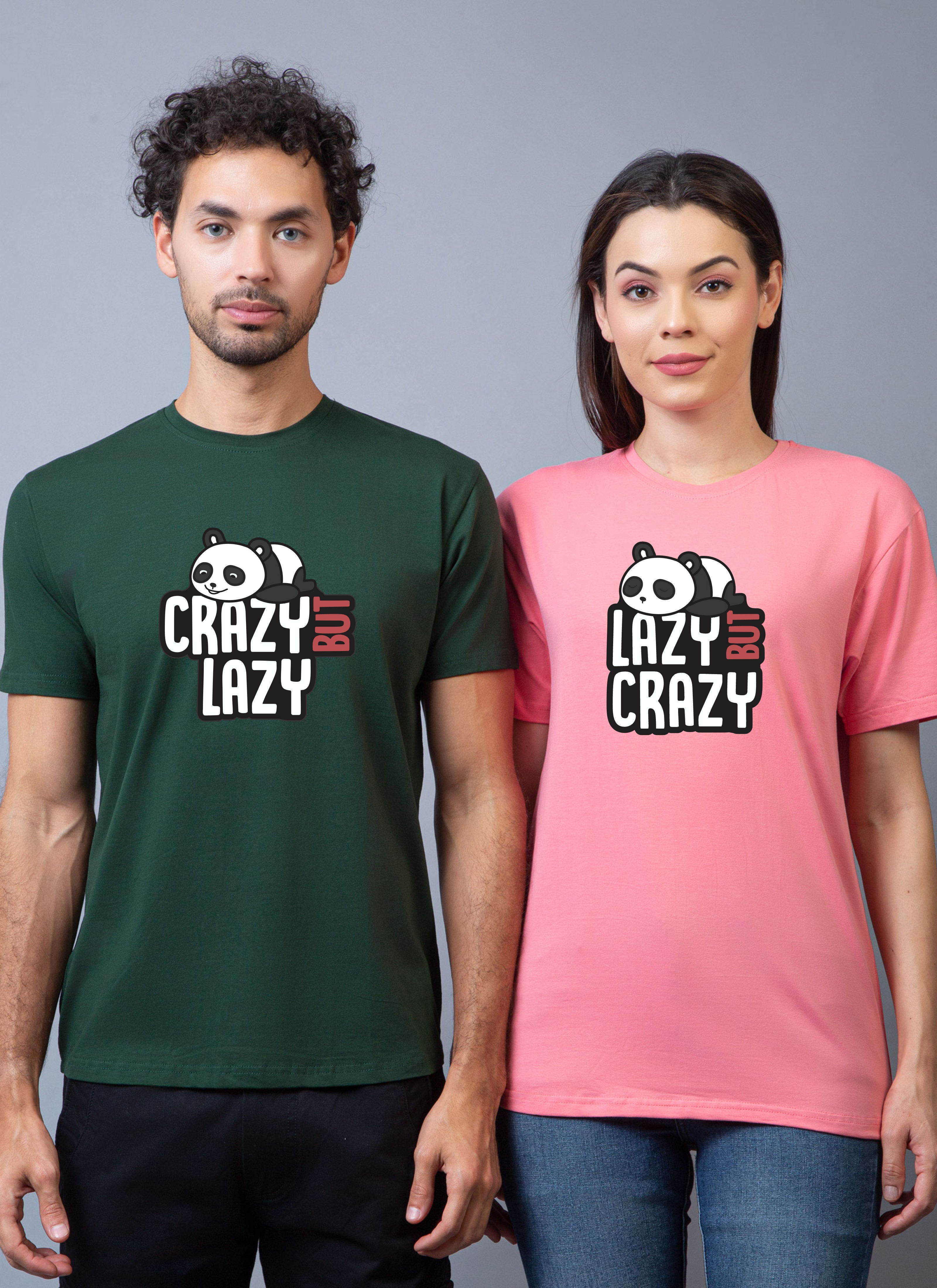 Lazy But Crazy Panda Couple Unisex Tees - Pack of 2