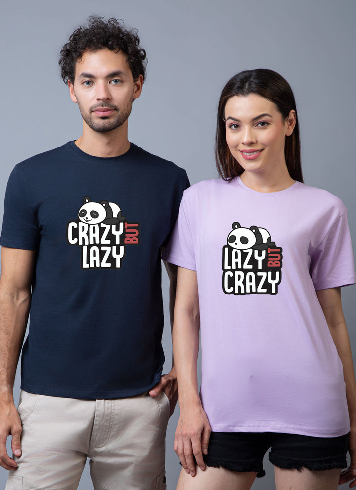 Lazy But Crazy Panda Couple Unisex Tees - Pack of 2