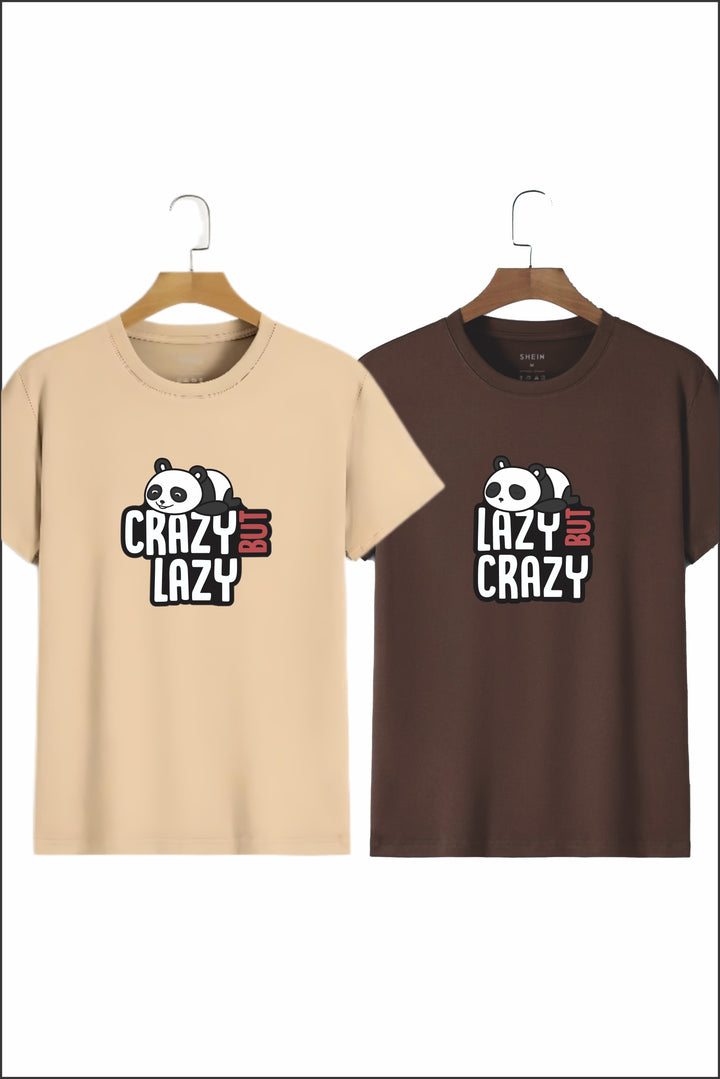 Lazy But Crazy Panda Couple Unisex Tees - Pack of 2