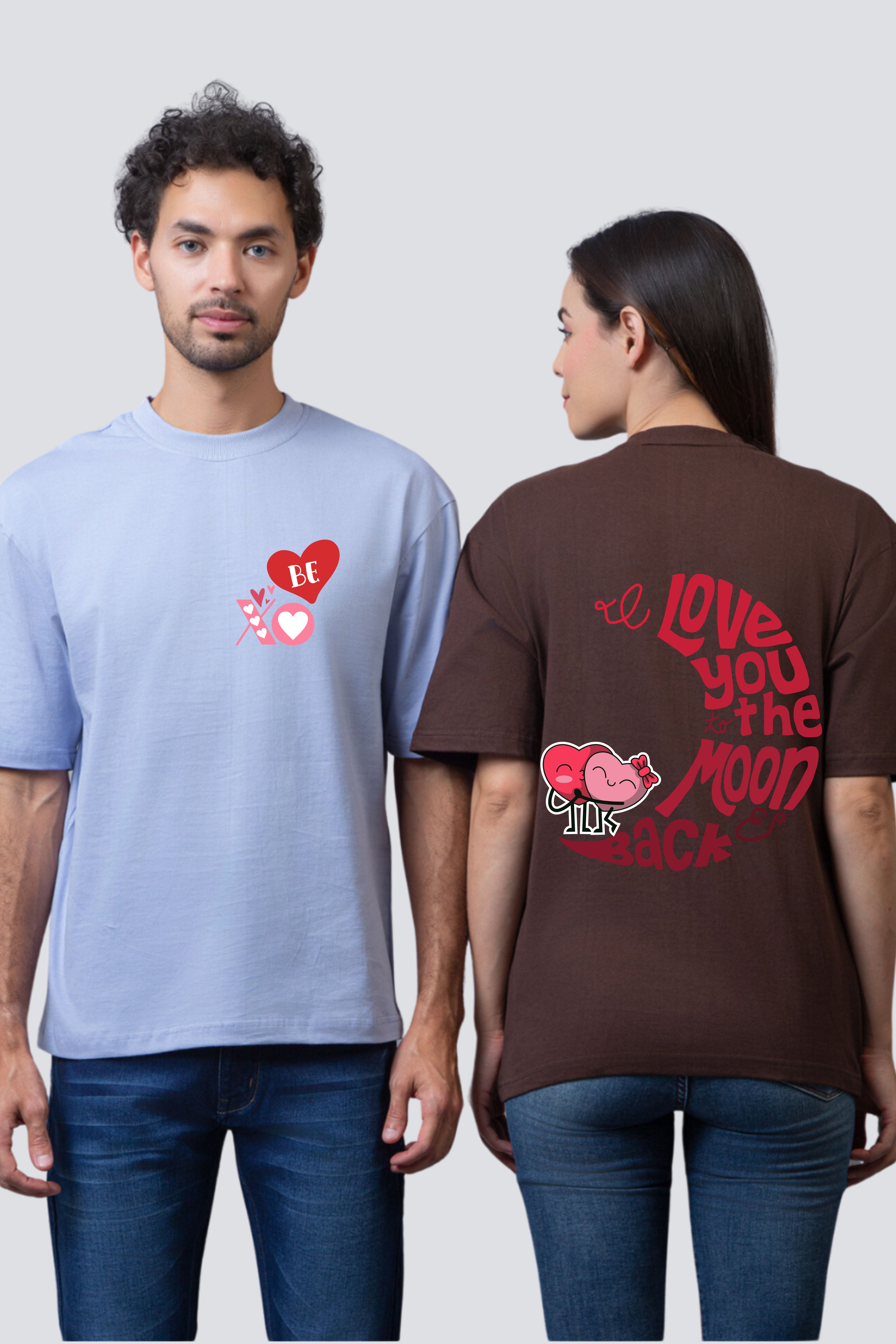 To the Moon and Back Oversized Couple Tees - Pack of 2
