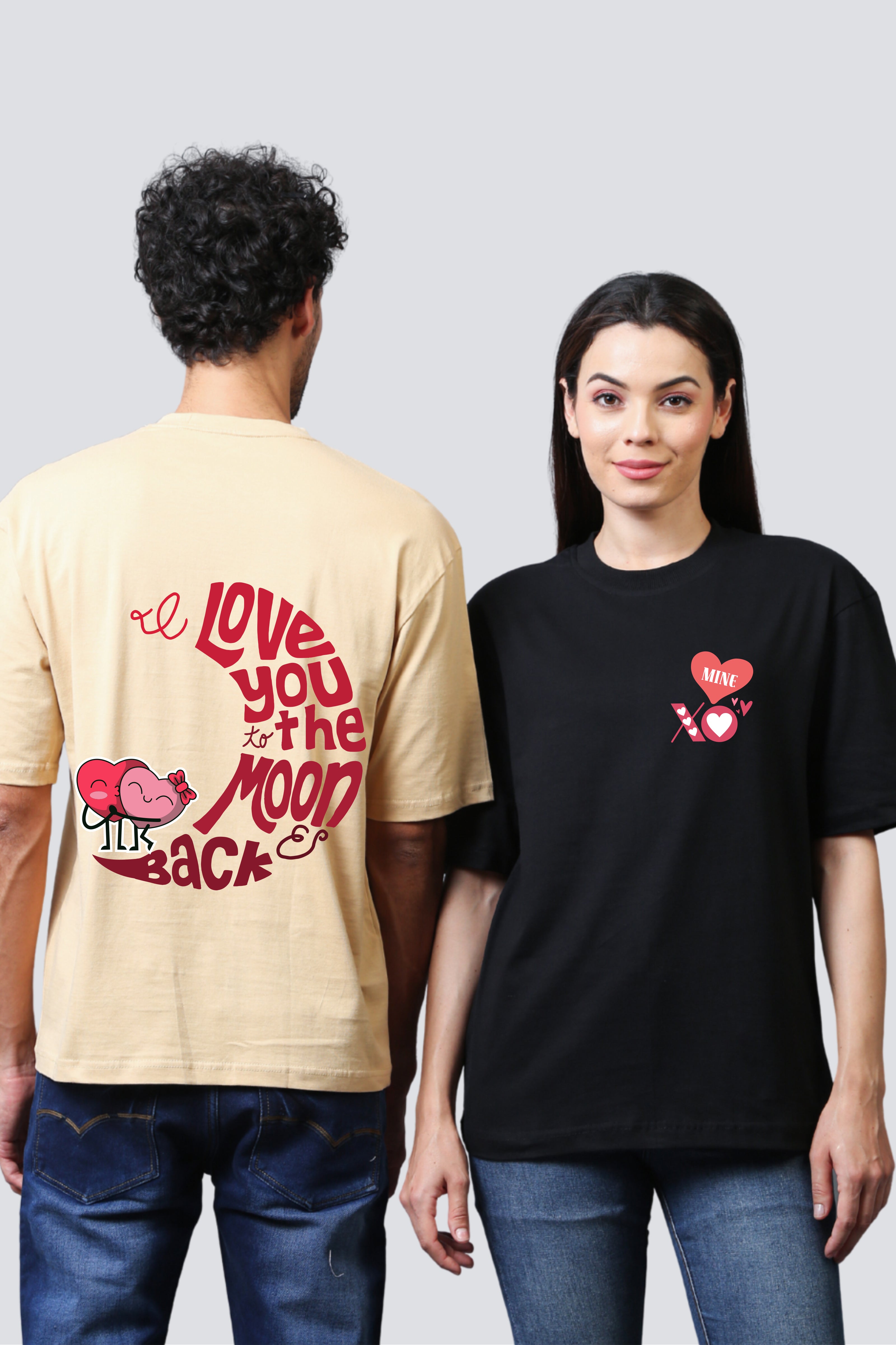 To the Moon and Back Oversized Couple Tees - Pack of 2