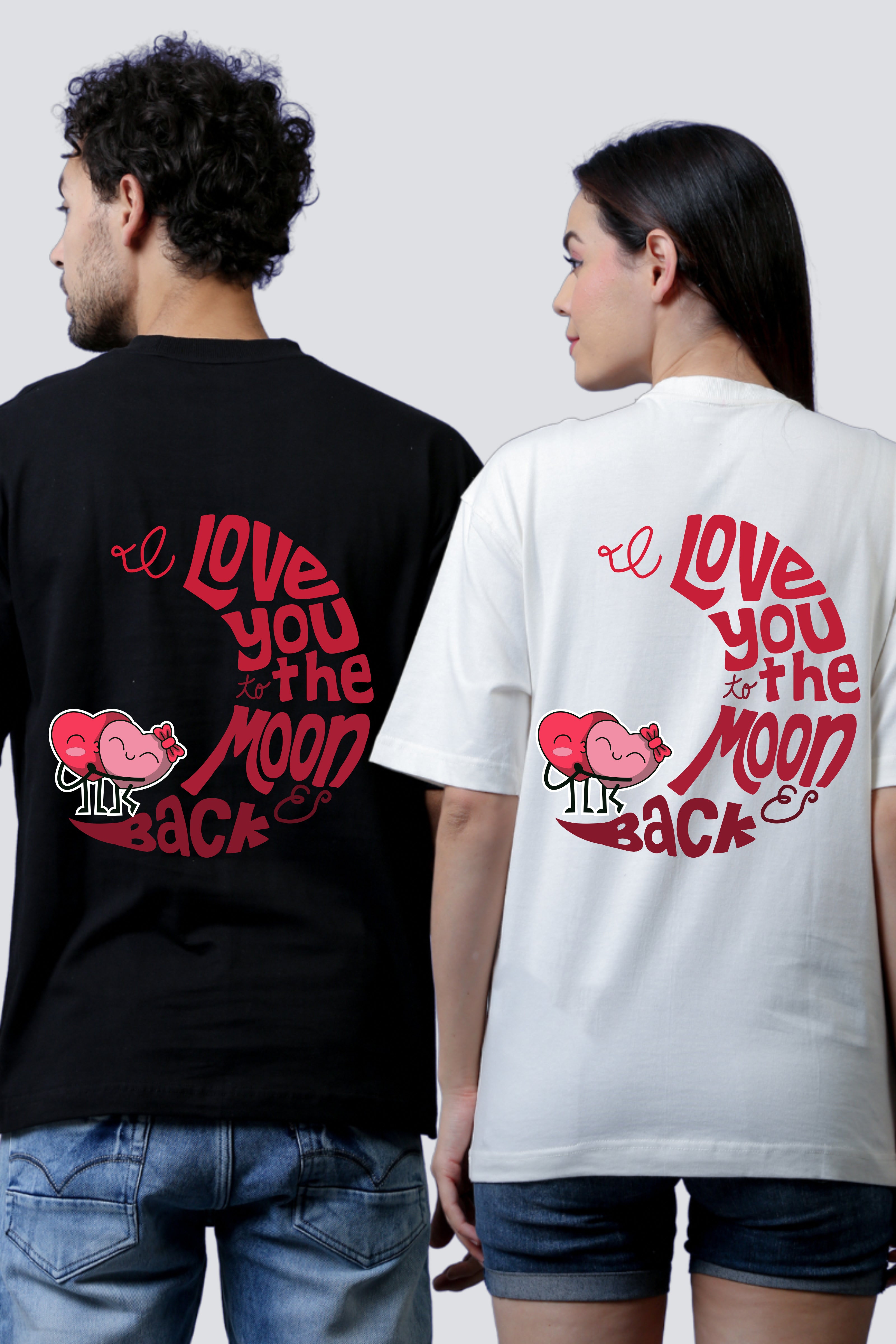 To the Moon and Back Oversized Couple Tees - Pack of 2