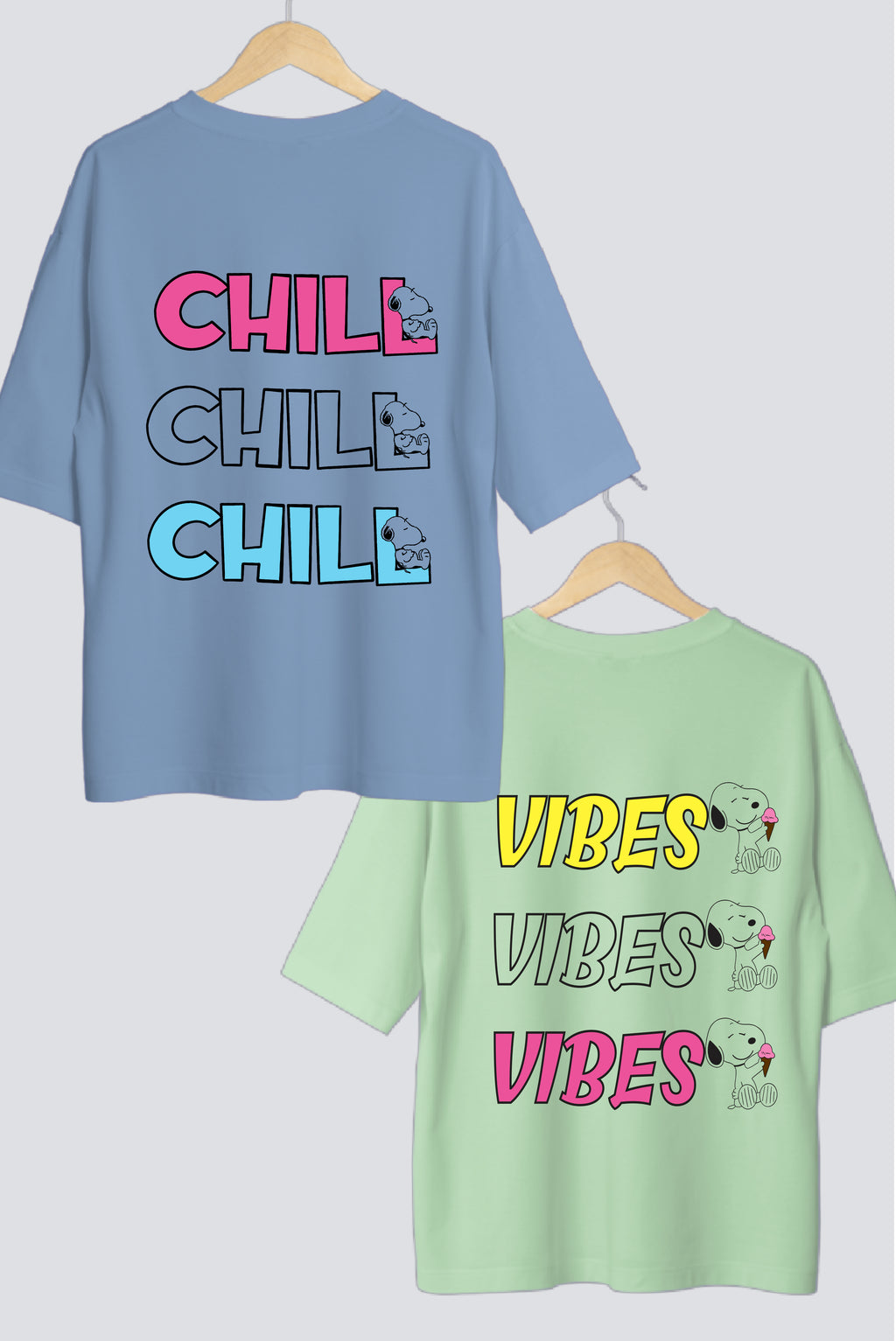 Chill Vibes Oversized Couple Tees - Pack of 2