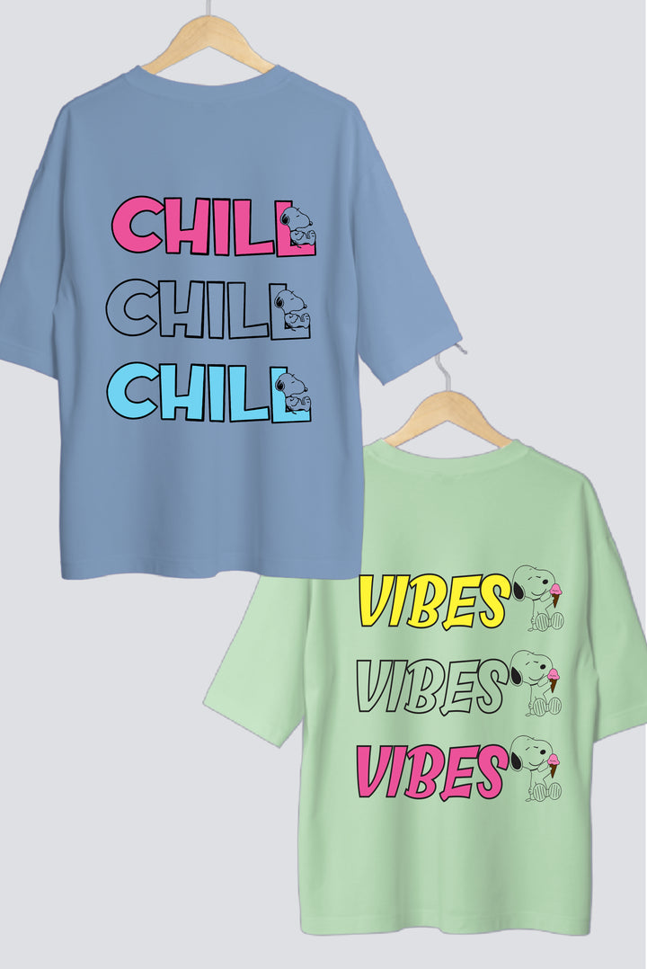 Chill Vibes Oversized Couple Tees - Pack of 2