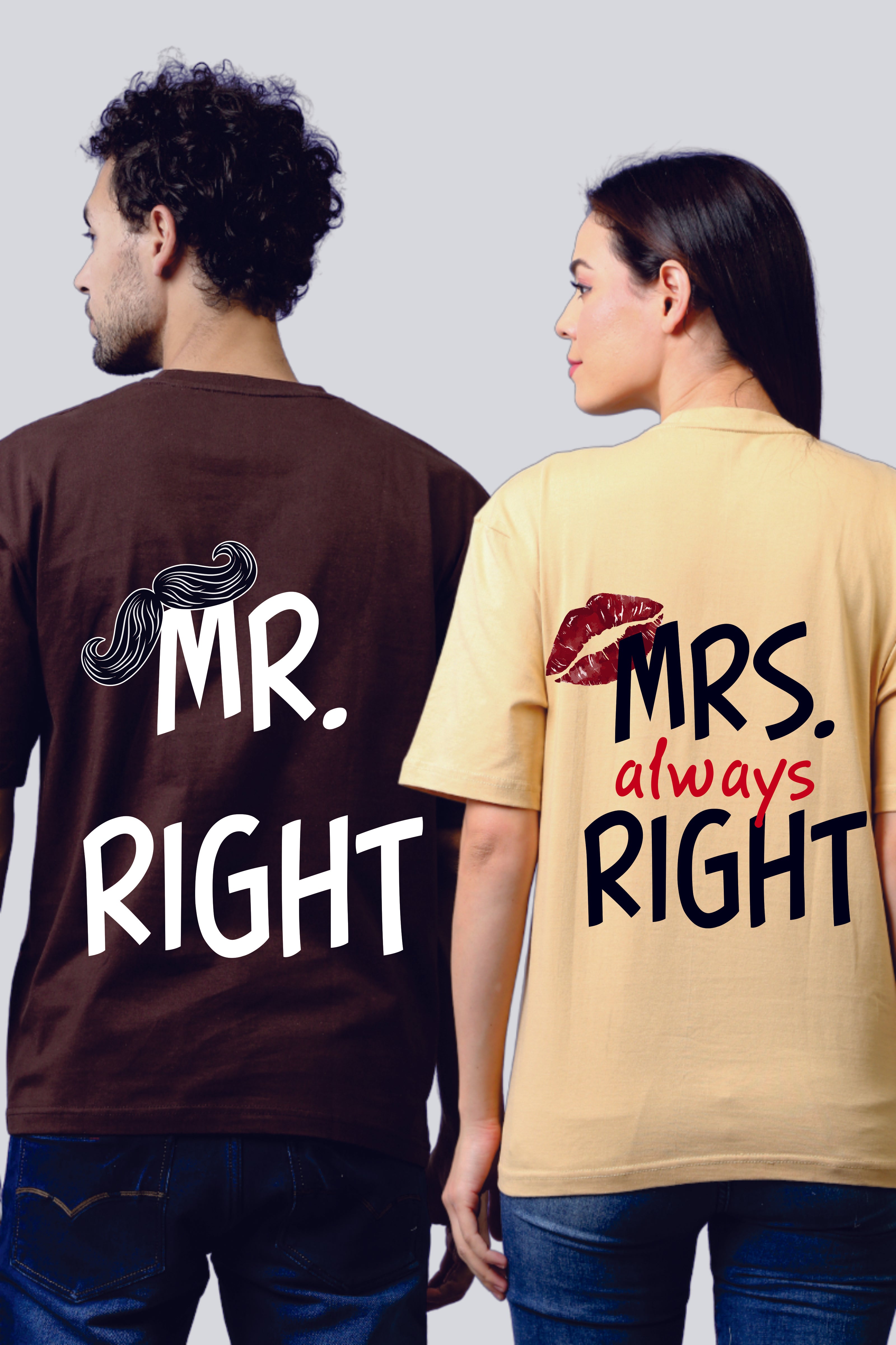 Mr. Right & Mrs. Always Right Oversized Couple Tees - Pack of 2