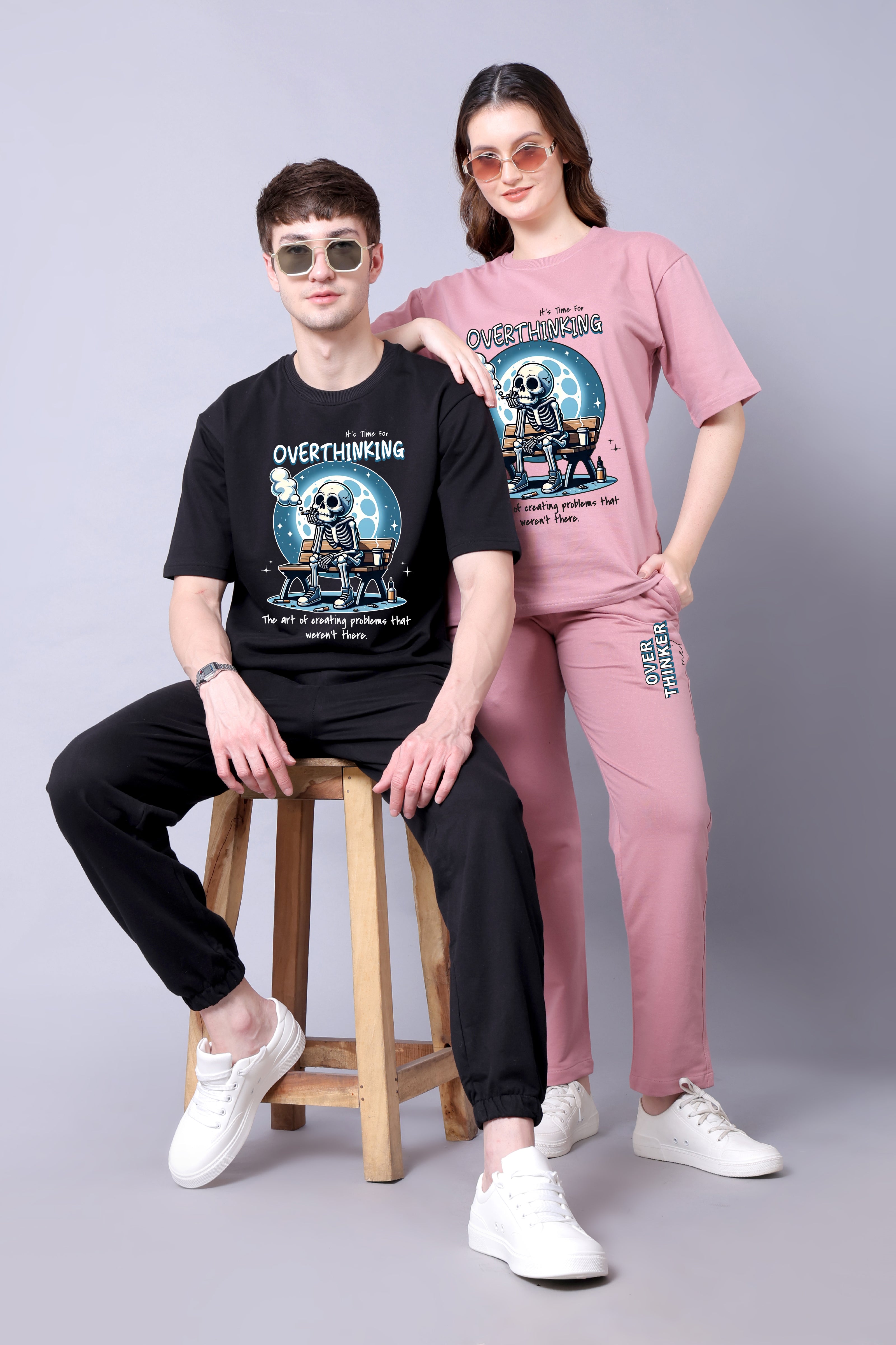 Overthinking Couple Co-Ord Set With Joggers (Pack of 2)