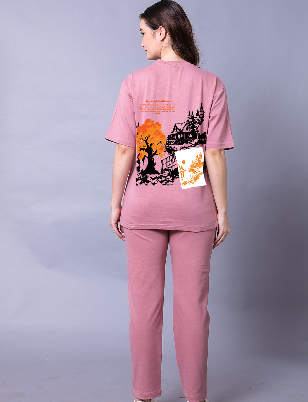 Nature Puff Women Co-Ord Set - Oversized Tee With Jogger
