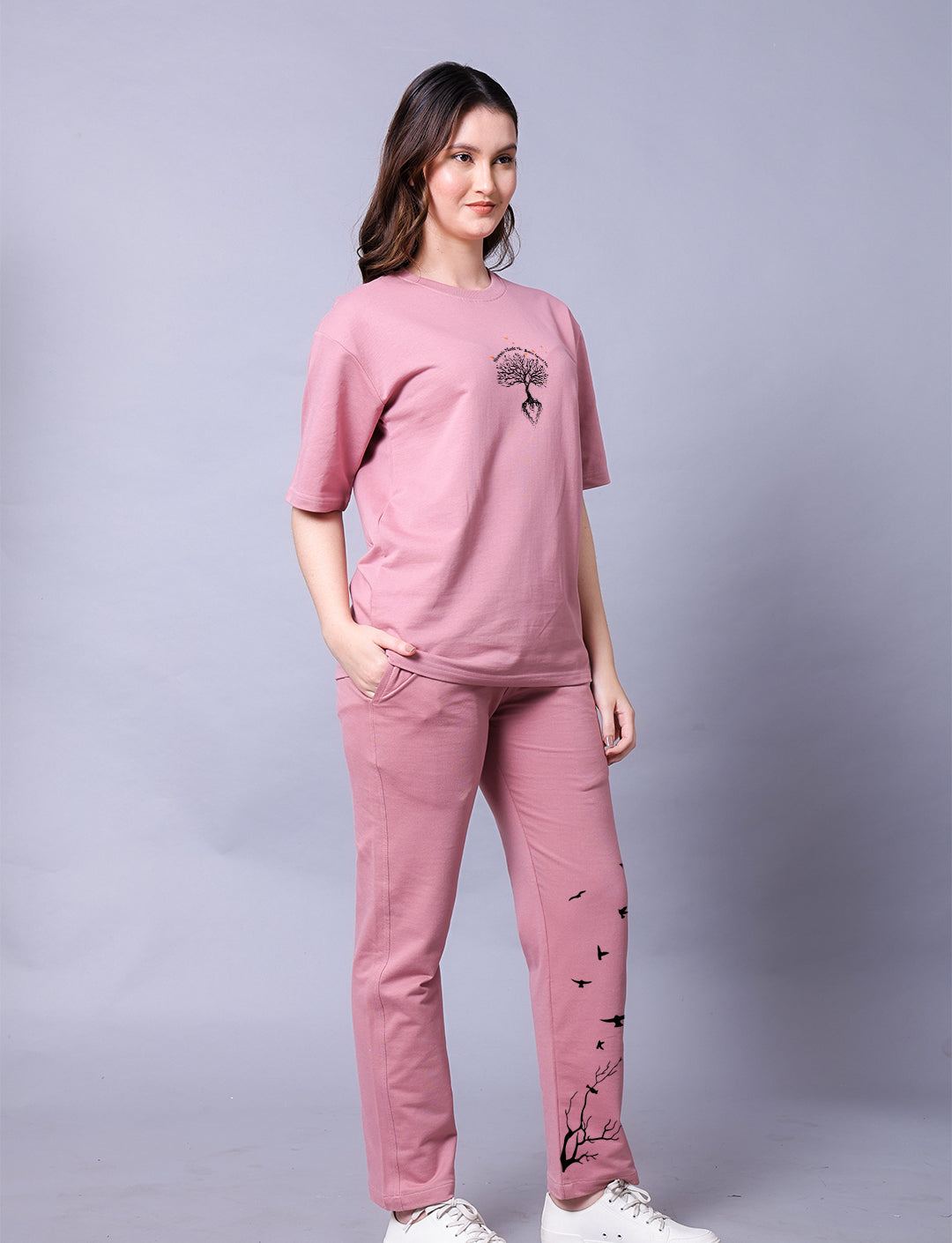 Nature Puff Women Co-Ord Set - Oversized Tee With Jogger