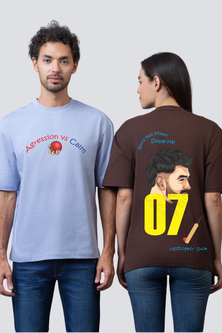 Legendary 18 & 07 IPL Couple Oversized Tees - Pack of 2