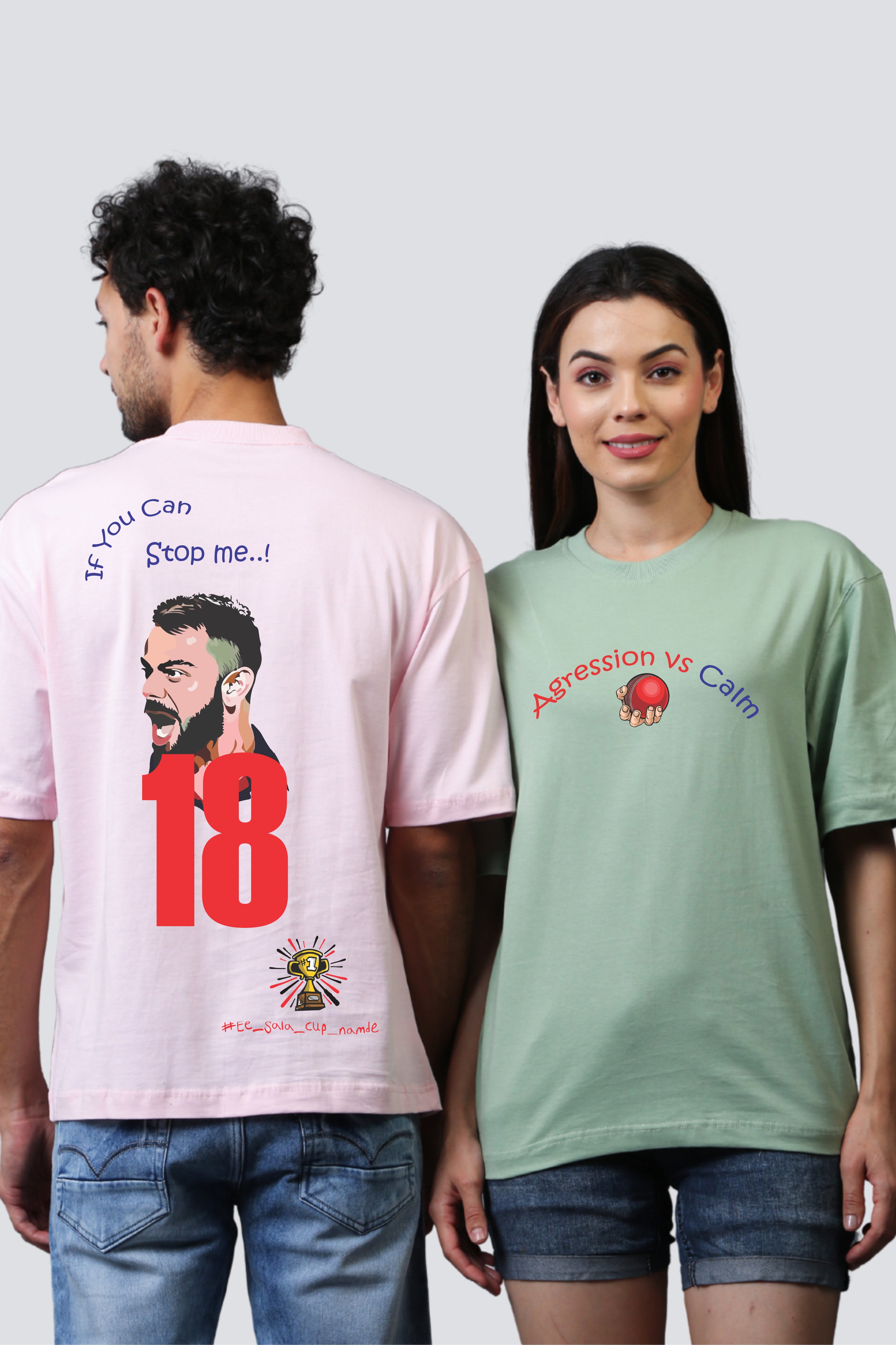 Legendary 18 & 07 IPL Couple Oversized Tees - Pack of 2