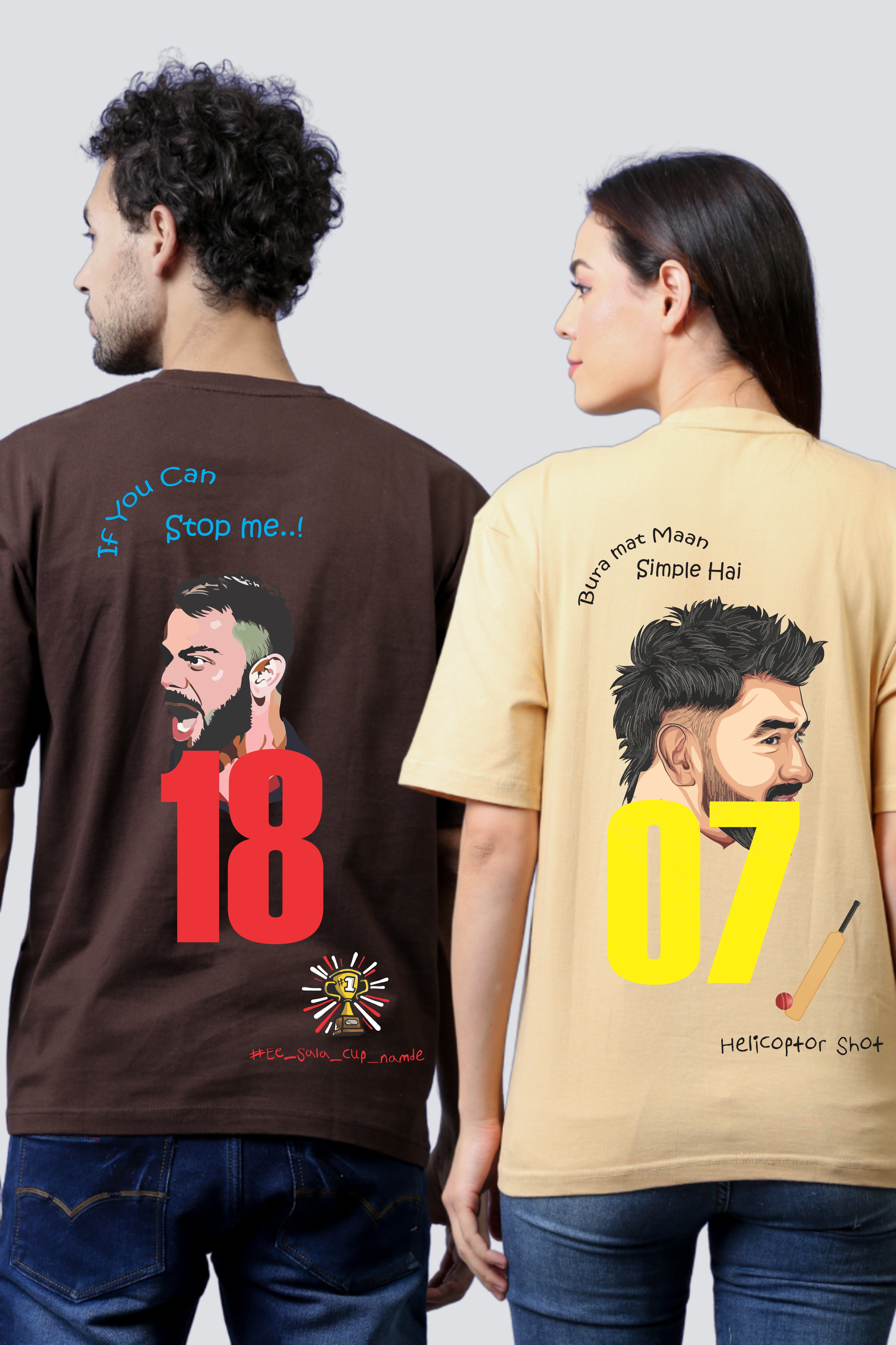 Legendary 18 & 07 IPL Couple Oversized Tees - Pack of 2