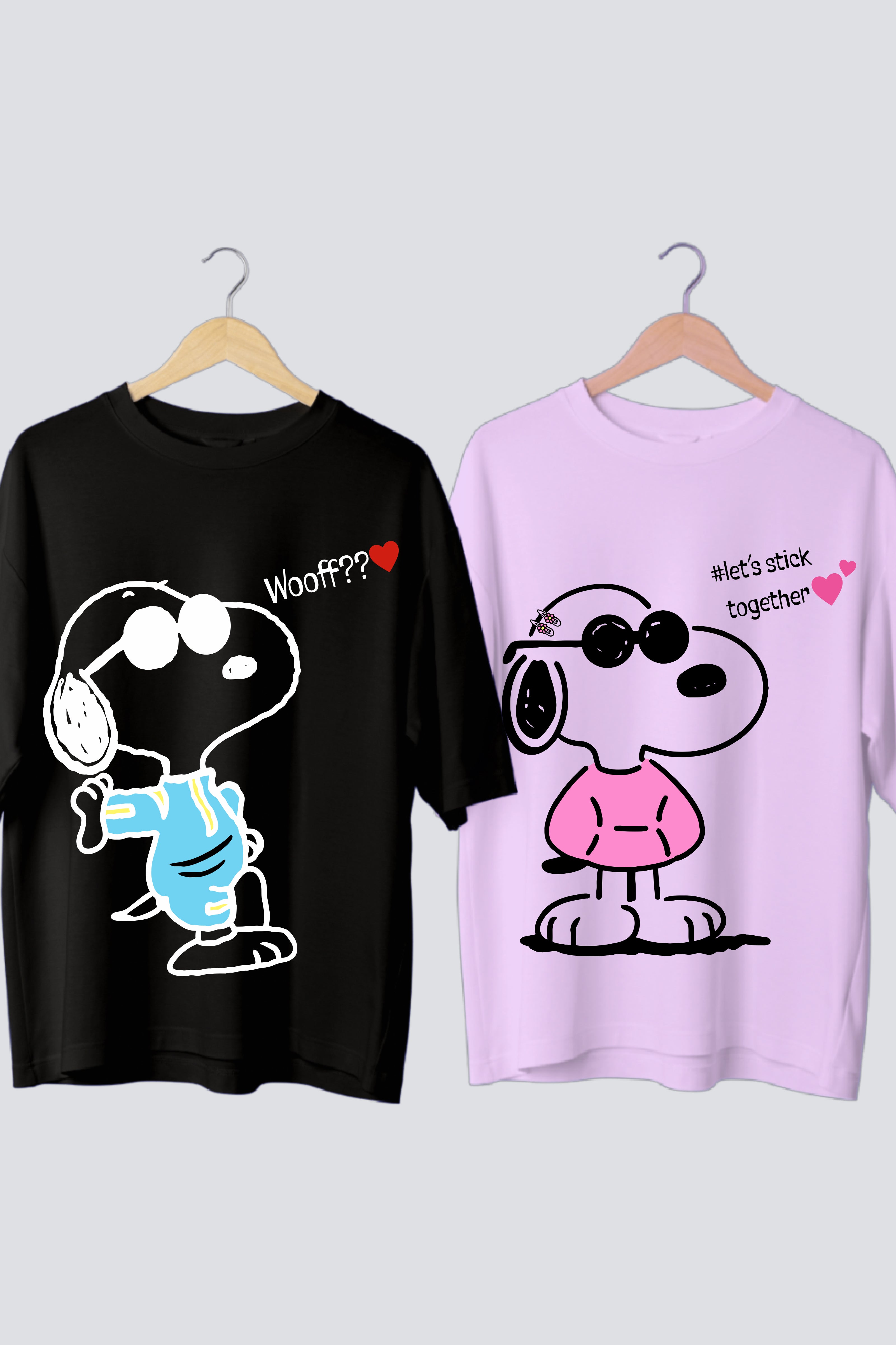 Snoopy Oversized Couple Tees - Pack of 2