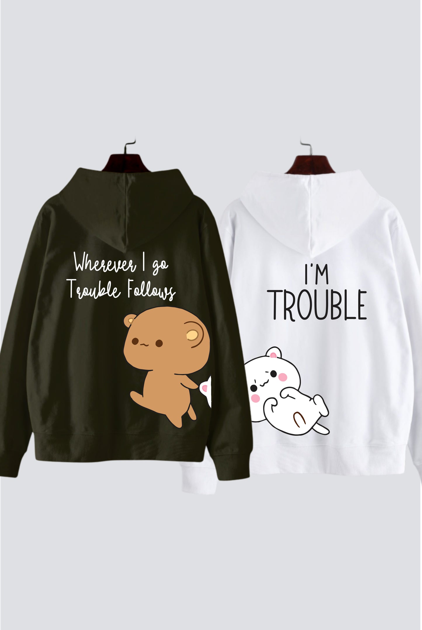 Trouble Oversized Drop Shoulder Hoodies - Pack of 2