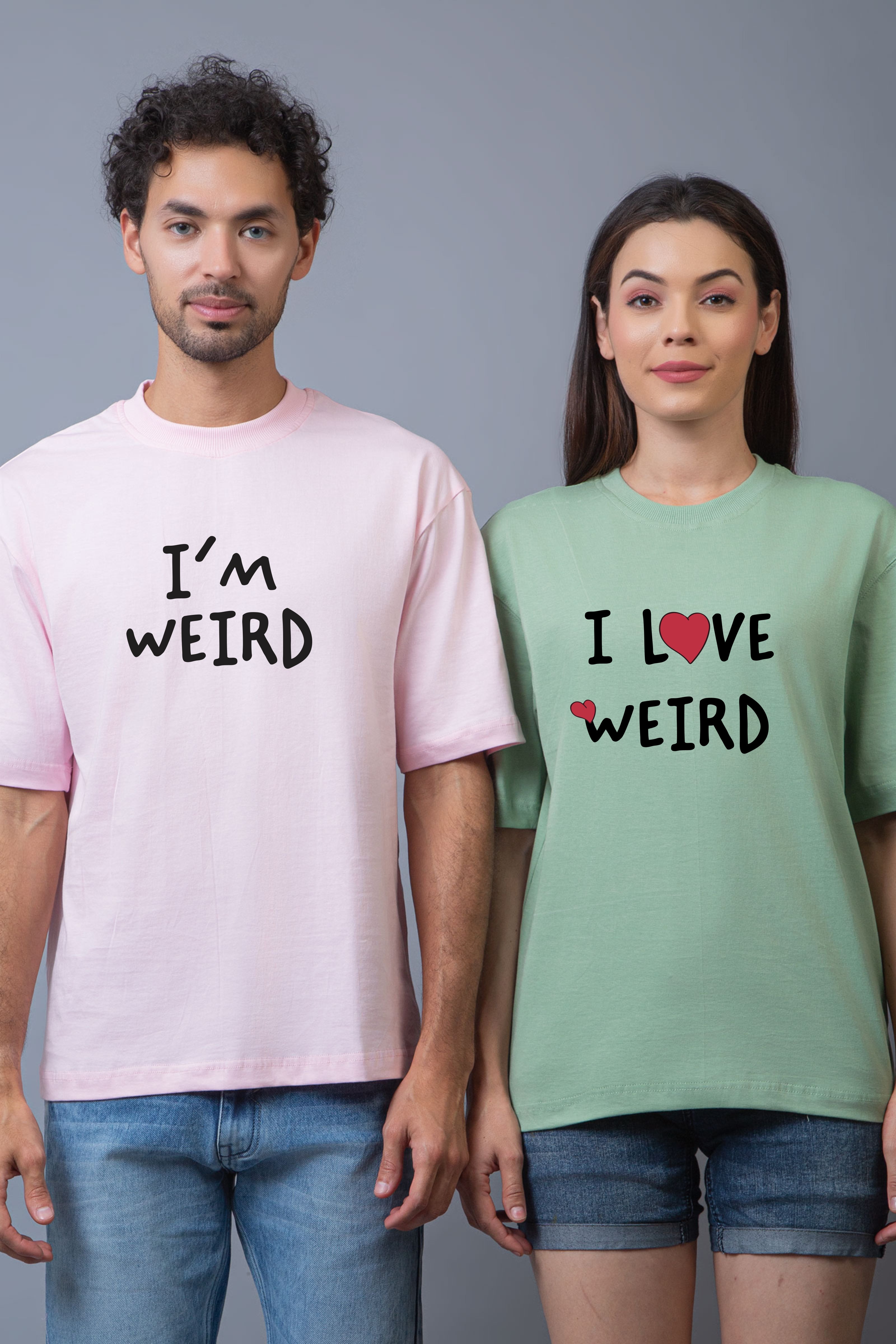 Perfectly Weird Oversized Couple Tees - Pack of 2