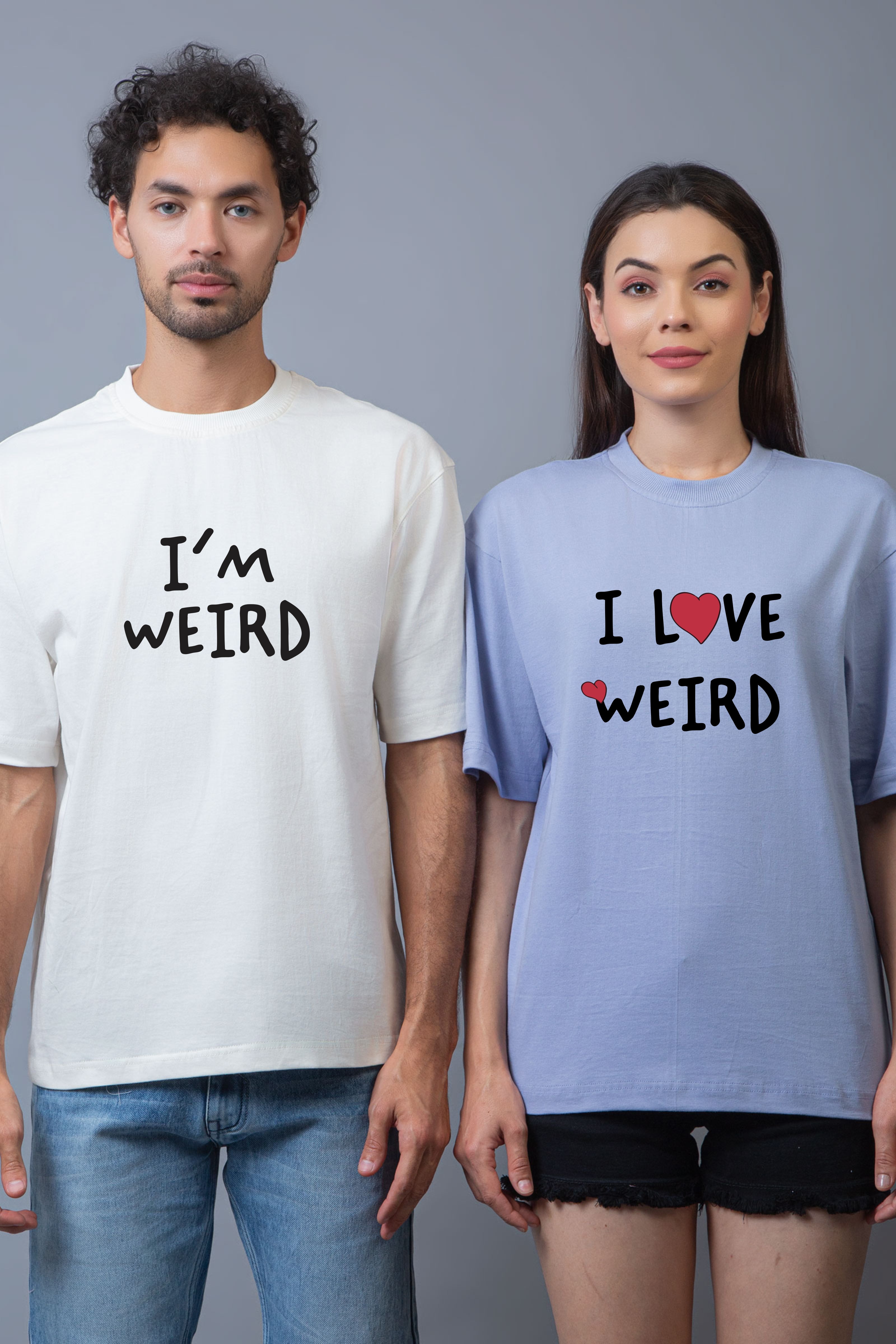 Perfectly Weird Oversized Couple Tees - Pack of 2
