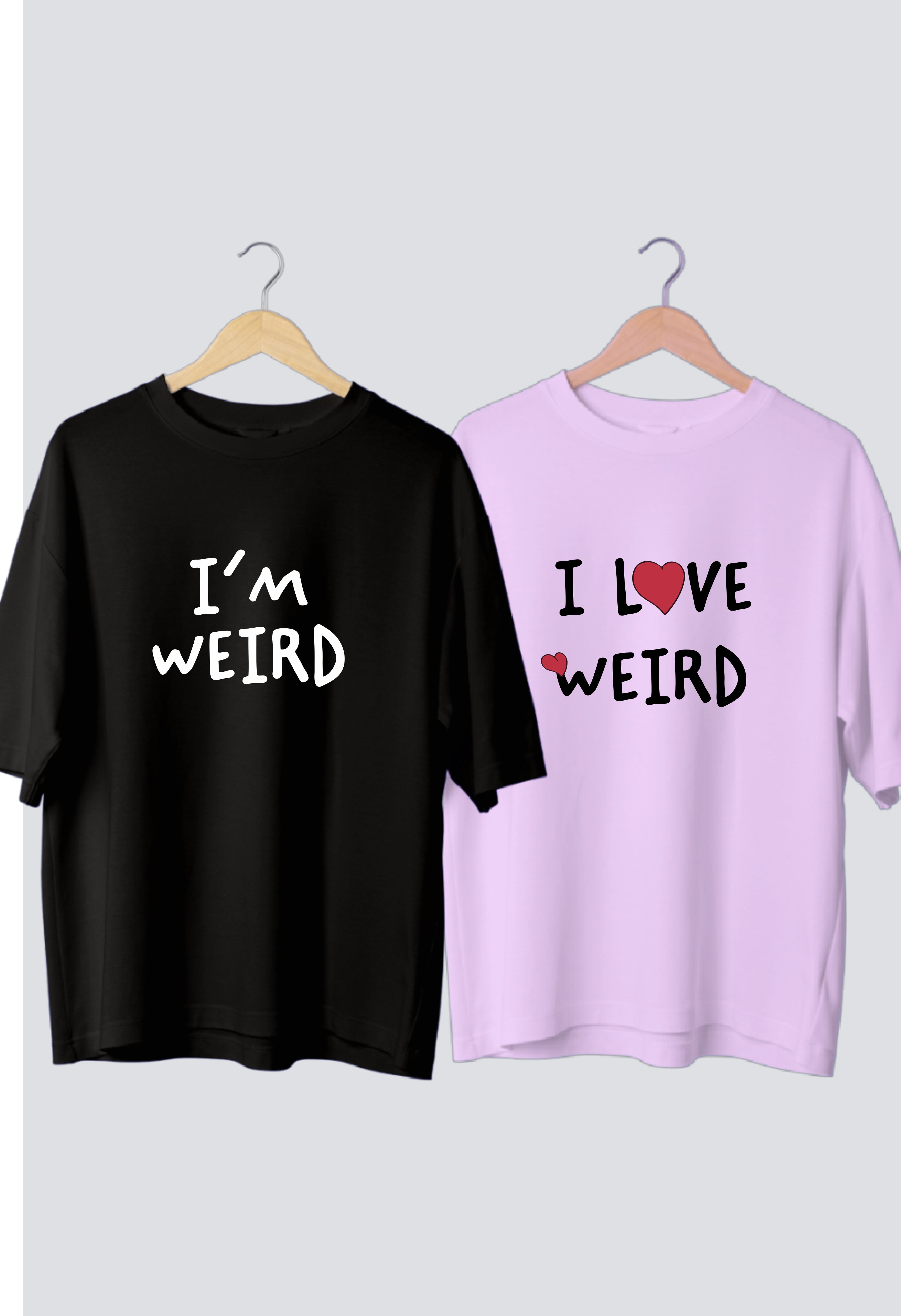 Perfectly Weird Oversized Couple Tees - Pack of 2