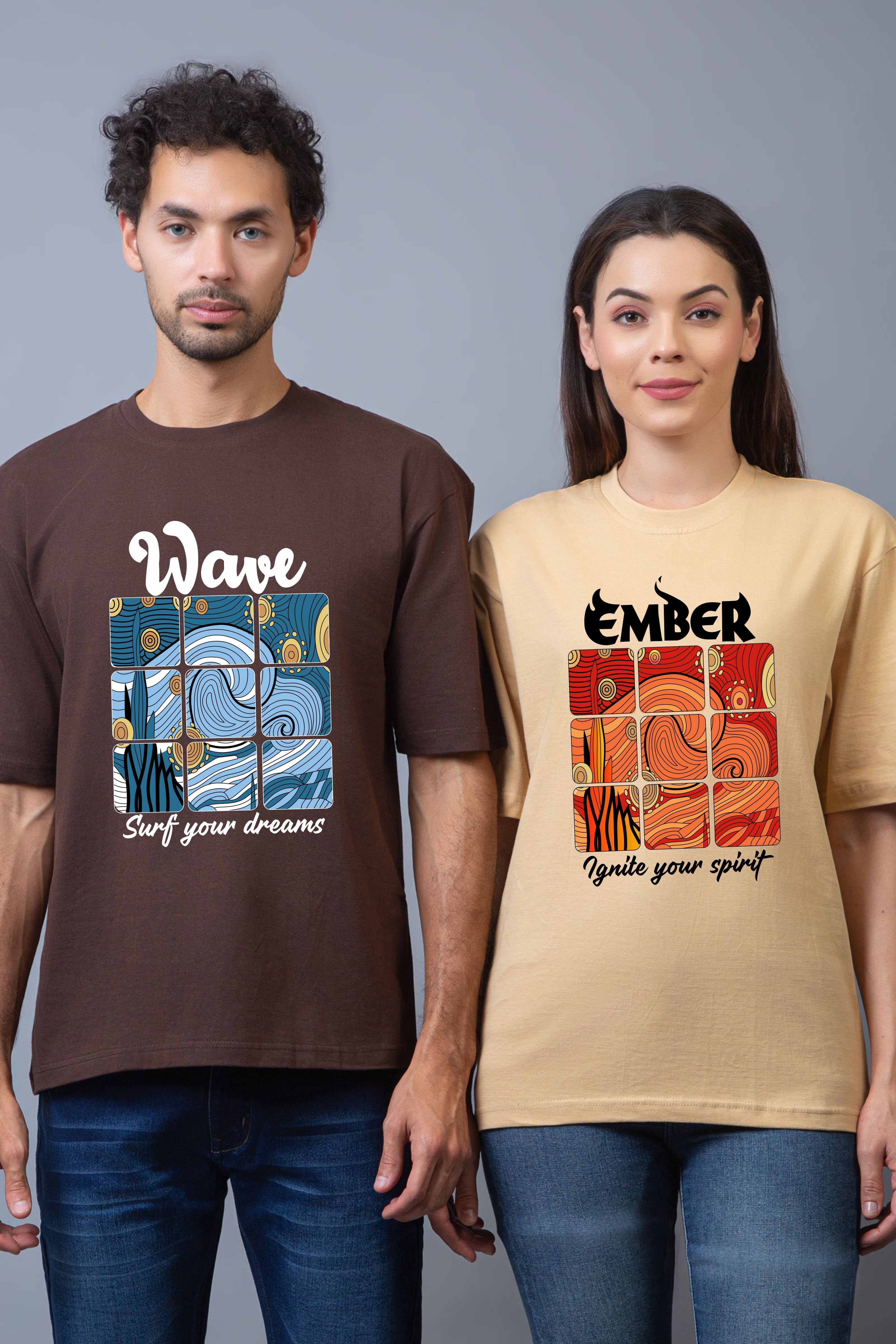 Wave & Ember Oversized Couple Tees - Pack of 2